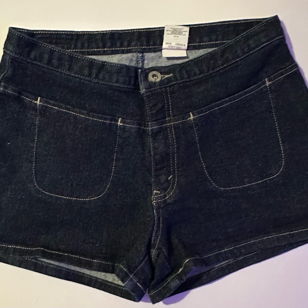 Vintage Levi’s Dry Goods Blue Jean Shorts with Rolled Hem & Contrast Stitching